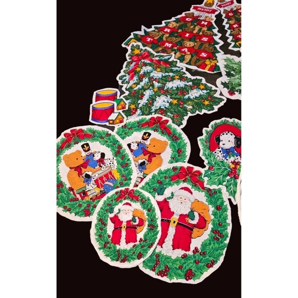 Christmas Fabric Cut Outs 20 +  Santa, Christmas Tree, Ornament Print Fabric - Picture 2 of 12